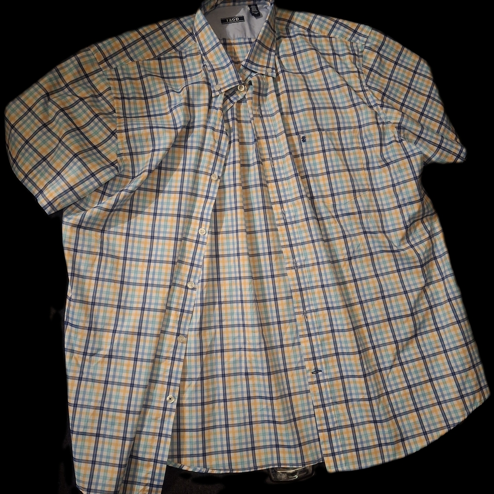 IZOD 2XL MENS SHIRT- Blue, Yellow, and White